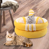 Dog Bed Comfortable Nesting Cave Non Slip Bottom for Cats Kitty Kitten Yellow Small - Aladdin Shoppers