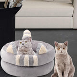 Dog Bed Comfortable Nesting Cave Non Slip Bottom for Cats Kitty Kitten Gray Large - Aladdin Shoppers