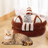 Dog Bed Comfortable Nesting Cave Non Slip Bottom for Cats Kitty Kitten Brown Small - Aladdin Shoppers