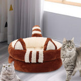 Dog Bed Comfortable Nesting Cave Non Slip Bottom for Cats Kitty Kitten Brown Small - Aladdin Shoppers