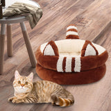 Dog Bed Comfortable Nesting Cave Non Slip Bottom for Cats Kitty Kitten Brown Small - Aladdin Shoppers