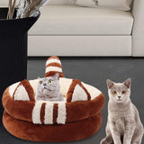 Dog Bed Comfortable Nesting Cave Non Slip Bottom for Cats Kitty Kitten Brown Small - Aladdin Shoppers