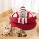 Dog Bed Comfortable Nesting Cave Non Slip Bottom for Cats Kitty Kitten Red Small - Aladdin Shoppers