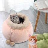 Pocket Shape Cat Bed Soft Cozy Cute Kitten Nest for Pets Supplies Pink Small - Aladdin Shoppers