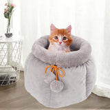 Pocket Shape Cat Bed Soft Cozy Cute Kitten Nest for Pets Supplies Gray Small - Aladdin Shoppers