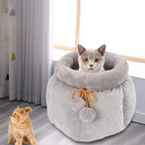 Pocket Shape Cat Bed Soft Cozy Cute Kitten Nest for Pets Supplies Gray Small - Aladdin Shoppers