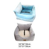 Cat Dog Car Seat Travel Carrier with Fixed Strap Comfortable and Thick Blue S - Aladdin Shoppers