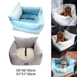 Cat Dog Car Seat Travel Carrier with Fixed Strap Comfortable and Thick Blue S - Aladdin Shoppers