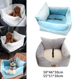 Cat Dog Car Seat Travel Carrier with Fixed Strap Comfortable and Thick Blue S - Aladdin Shoppers