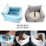 Cat Dog Car Seat Travel Carrier with Fixed Strap Comfortable and Thick Blue S - Aladdin Shoppers
