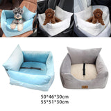 Cat Dog Car Seat Travel Carrier with Fixed Strap Comfortable and Thick Blue S - Aladdin Shoppers