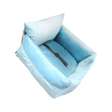 Cat Dog Car Seat Travel Carrier with Fixed Strap Comfortable and Thick Blue S - Aladdin Shoppers