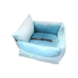 Cat Dog Car Seat Travel Carrier with Fixed Strap Comfortable and Thick Blue S - Aladdin Shoppers