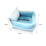 Cat Dog Car Seat Travel Carrier with Fixed Strap Comfortable and Thick Blue L - Aladdin Shoppers
