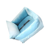 Cat Dog Car Seat Travel Carrier with Fixed Strap Comfortable and Thick Blue L - Aladdin Shoppers