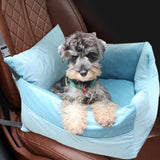 Cat Dog Car Seat Travel Carrier with Fixed Strap Comfortable and Thick Blue L - Aladdin Shoppers