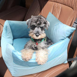 Cat Dog Car Seat Travel Carrier with Fixed Strap Comfortable and Thick Blue L - Aladdin Shoppers