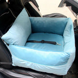 Cat Dog Car Seat Travel Carrier with Fixed Strap Comfortable and Thick Blue L - Aladdin Shoppers