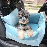 Cat Dog Car Seat Travel Carrier with Fixed Strap Comfortable and Thick Blue L - Aladdin Shoppers