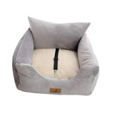 Cat Dog Car Seat Travel Carrier with Fixed Strap Comfortable and Thick Grey S - Aladdin Shoppers