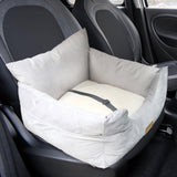 Cat Dog Car Seat Travel Carrier with Fixed Strap Comfortable and Thick Grey S - Aladdin Shoppers