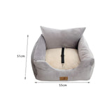Cat Dog Car Seat Travel Carrier with Fixed Strap Comfortable and Thick Grey L - Aladdin Shoppers