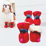 4Pcs Dog Boots Pet Dog Shoes Cover for Running Hardwood Floors Outdoor 3 Red 4.5cmx3.5cm - Aladdin Shoppers