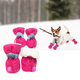 4Pcs Dog Boots Pet Dog Shoes Cover for Running Hardwood Floors Outdoor 7 Rose Red 6.5x5.5cm - Aladdin Shoppers