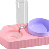 Dot Bowls with Water Dispenser Wet and Dry Food Bowls Set Pet Feeder Waterer double pink - Aladdin Shoppers