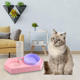 Dot Bowls with Water Dispenser Wet and Dry Food Bowls Set Pet Feeder Waterer double pink - Aladdin Shoppers