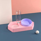 Dot Bowls with Water Dispenser Wet and Dry Food Bowls Set Pet Feeder Waterer double pink - Aladdin Shoppers