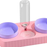 Dot Bowls with Water Dispenser Wet and Dry Food Bowls Set Pet Feeder Waterer three pink - Aladdin Shoppers