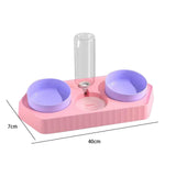 Dot Bowls with Water Dispenser Wet and Dry Food Bowls Set Pet Feeder Waterer three pink - Aladdin Shoppers