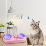 Dot Bowls with Water Dispenser Wet and Dry Food Bowls Set Pet Feeder Waterer three pink - Aladdin Shoppers