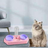 Dot Bowls with Water Dispenser Wet and Dry Food Bowls Set Pet Feeder Waterer three pink - Aladdin Shoppers