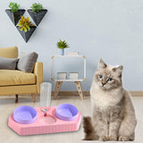 Dot Bowls with Water Dispenser Wet and Dry Food Bowls Set Pet Feeder Waterer three pink - Aladdin Shoppers