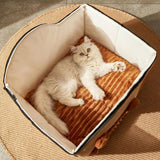 Maxbell Maxbell Cat Bed Semi Closed Sleeping Cushion Breathable for Indoor Outdoor 39cmx32cmx31cmcoffee