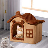 Maxbell Maxbell Cat Bed Semi Closed Sleeping Cushion Breathable for Indoor Outdoor 39cmx32cmx31cmcoffee