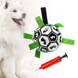 Dog Toys Soccer Ball with Straps Durable Dog Balls Tabs Puppy Training Bell - Aladdin Shoppers