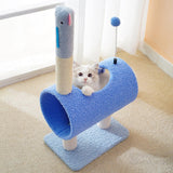 Maxbell Maxbell Cute Cat Tunnel Plush Climbing Tower Height 71cm for Indoor Cats Durable Blue