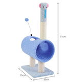 Maxbell Maxbell Cute Cat Tunnel Plush Climbing Tower Height 71cm for Indoor Cats Durable Blue