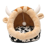 Maxbell Maxbell Cat House Dog Nest Dog Bed Removable Cushion Kennel Cat Beds for Indoor Cats M  Cow