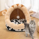 Maxbell Maxbell Cat House Dog Nest Dog Bed Removable Cushion Kennel Cat Beds for Indoor Cats M  Cow