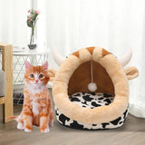 Maxbell Maxbell Cat House Dog Nest Dog Bed Removable Cushion Kennel Cat Beds for Indoor Cats M  Cow