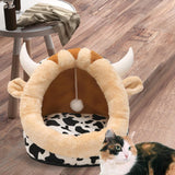 Maxbell Maxbell Cat House Dog Nest Dog Bed Removable Cushion Kennel Cat Beds for Indoor Cats M  Cow