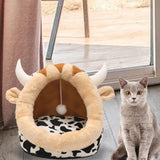 Maxbell Maxbell Cat House Dog Nest Dog Bed Removable Cushion Kennel Cat Beds for Indoor Cats M  Cow