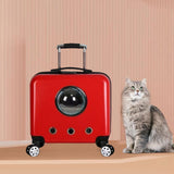 Maxbell Maxbell Portable Cat Trolley Case Backpack Breathable Hiking for Small Animals red