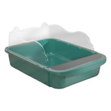 Maxbell Maxbell Semi Closed Cat Litter Box Deep Toilet Kitty Litter Pan Litter Tray 43x28x18cm Green