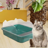 Maxbell Maxbell Semi Closed Cat Litter Box Deep Toilet Kitty Litter Pan Litter Tray 43x28x18cm Green