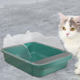 Maxbell Maxbell Semi Closed Cat Litter Box Deep Toilet Kitty Litter Pan Litter Tray 43x28x18cm Green